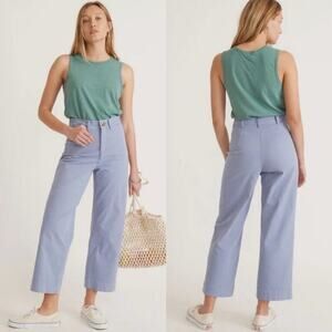 Marine Layer Bridget Wide Leg Crop High Waisted Retro 60s Marlin Blue 4 Pants